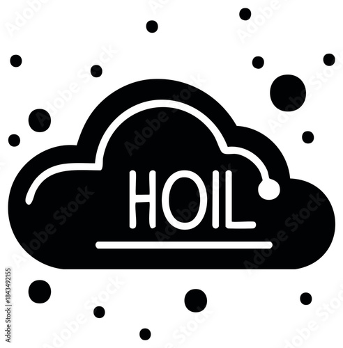 Air pollution icon with black smog cloud representing carbon emissions and environmental fossil fuel damage