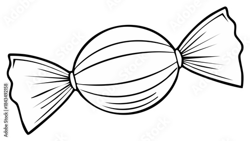 Simple Black Outline of a Wrapped Candy