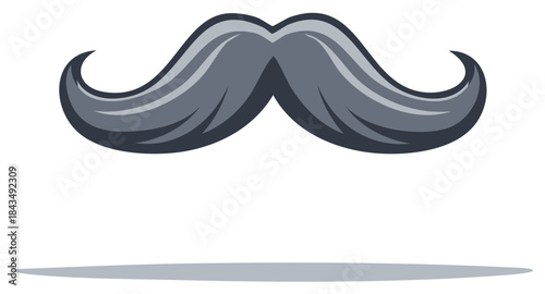 Cartoon graphic of a gray handlebar mustache design element