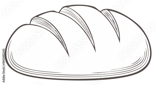 Freshly Baked Bread Loaf Line Art Illustration Bakery Concept