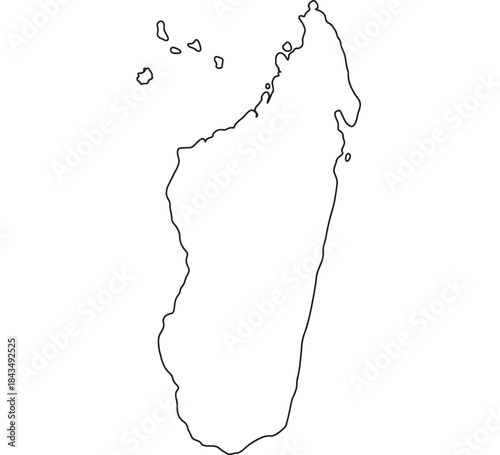 Madagascar map outline simple geography illustration on transparent background silhouette