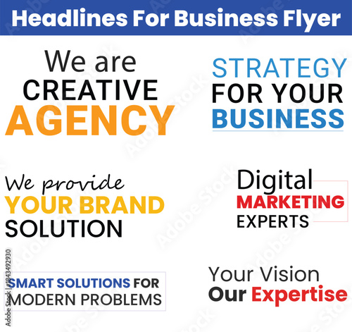 Creative Agency Strategy Business Headlines Set