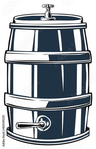 Aged Wood Cask with Spigot, Rustic Storage Container for Beverages and Liquids