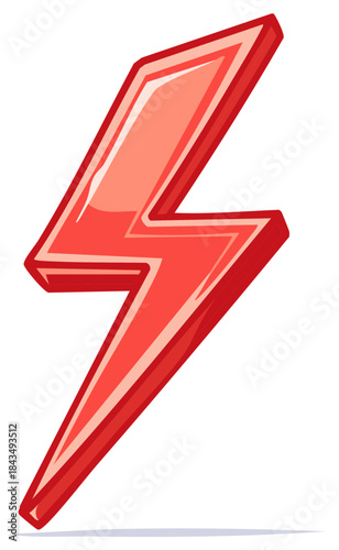 Bold red lightning bolt icon illustrating power electricity and speed concept
