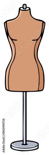 Classic female tailor dummy illustration for fashion design or dressmaking