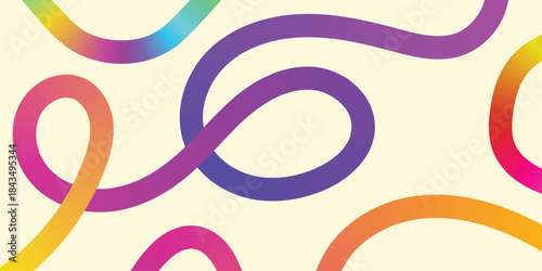 Abstract colorful doodle rainbow background, Abstract wavy multicolor gradient vector line art background.