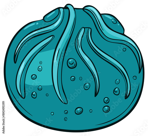 Steamed Chinese Dumpling, Turquoise, Xiao long bao, Cartoon Style