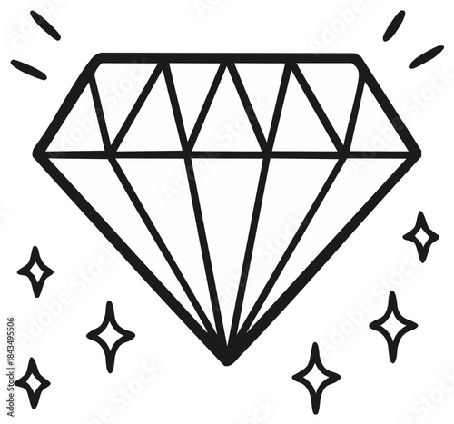 Diamond Icon Illustration Graphic Style Shiny Precious Stone Gem Jewels
