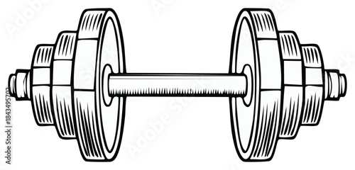 Vintage Style Dumbbell With Multiple Weight Plates