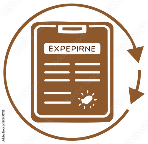 Simple document labeled 'EXPEPIRNE' with footprint symbol and circular arrows depicting experience process