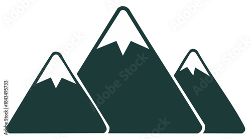 Simple mountain range icon with snow capped peaks vector illustration