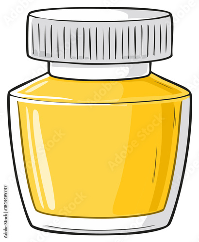 Jar with Yellow Liquid and Screw Cap