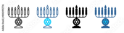 Menorah icon set multiple style collection	