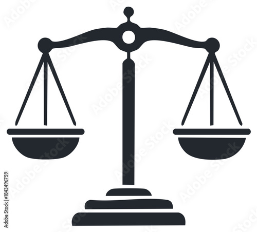 Justice Scale, Law Balance Symbol Silhouette, Legal Equilibrium, Justice, Judgement Concept Illustration