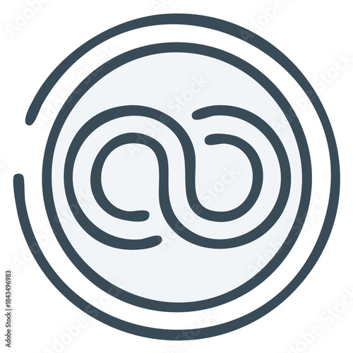 Modern line art icon of an infinity symbol in a circle for concepts of eternity and flow