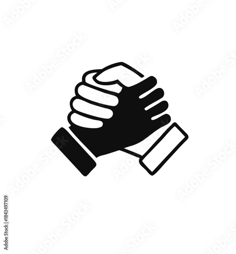 Soul brother handshake icon, thumb clasp handshake or homie handshake isolated on white background, friendship or deal business concept, vector icon for apps and websites