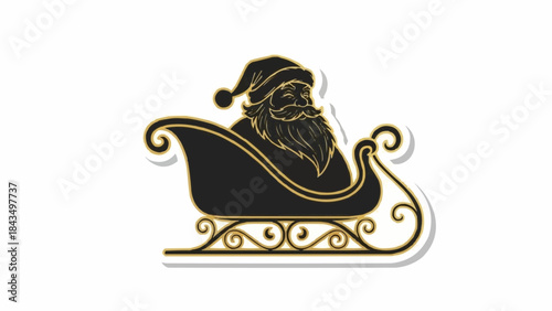 Santa Claus in a luxurious gold and black sleigh