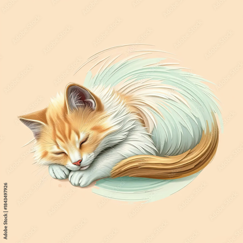 Fototapeta premium candy water color cat sleeping