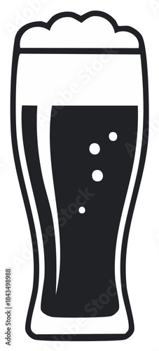 Elegant Dark Beer Glass Filled with Froth Bubbles Refreshment Graphic