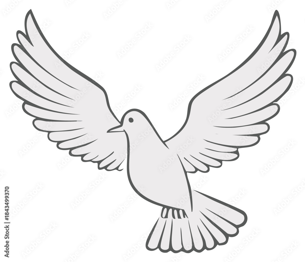 Obraz premium Flying dove icon with spread wings. Peace, freedom, and hope concept.