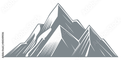 Stylized Mountain Range Vector Illustration Majestic Peaks Adventure and Nature Concept
