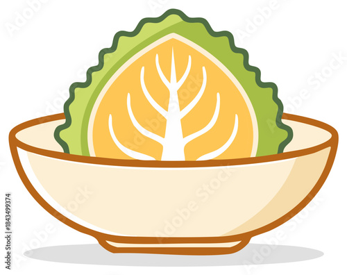 Cabbage Slice in a Bowl Isolated Vegetable Illustration Cartoon Simple Design