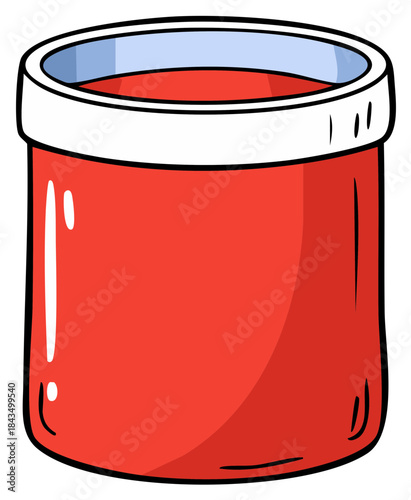 Red liquid in container cartoon illustration, drink, beverage, foodstuff in pot, editable design