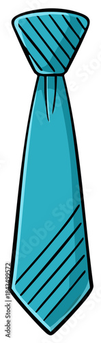 Cartoon illustration of a blue striped necktie for business or formal wear