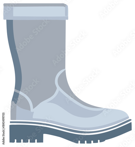 Modern grey rubber boot with thick sole and cuff detail