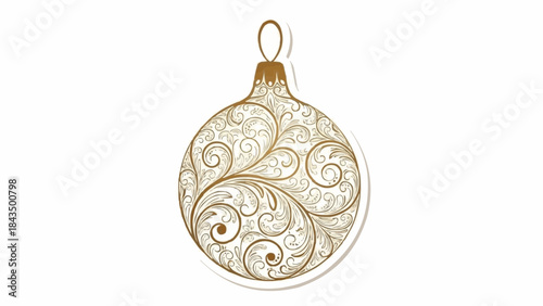 Elegant gold Christmas ornament with intricate swirling patterns