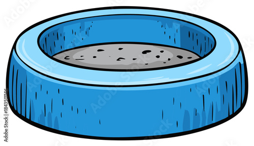 Blue pet bowl with gray inside illustration, perfect for pet food.