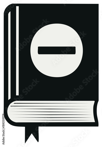 Black book icon with a white minus symbol on the cover representing removal deletion or subtraction