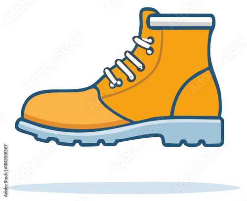 Stylized Orange Work Boot with Laces and Thick Sole