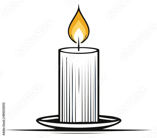 Candle Flame Icon on Holder Light Source Decoration
