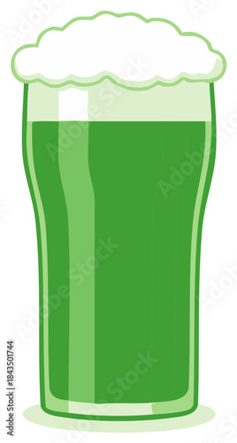 Festive green foamy beverage in a classic pub glass for Irish holiday celebration