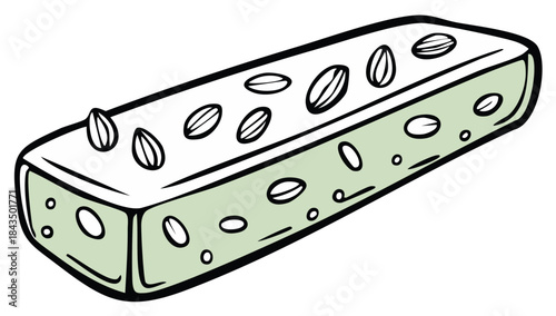 Illustration of Halva, Middle Eastern Sweet Made of Sesame Seeds, Traditional Confectionery Dessert