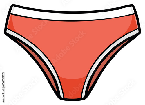 Isolated Illustration of Red Panties with White Trim for Fashion and Design Projects