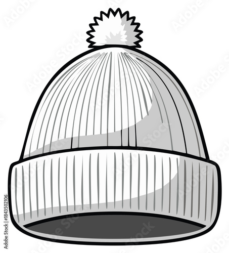 Warm winter beanie hat with pompom accessory illustration winter fashion design
