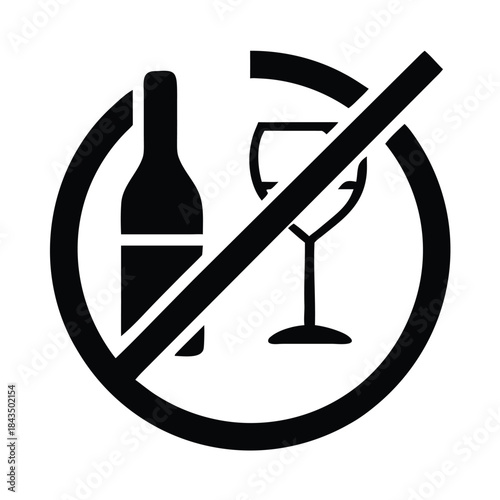 Simple black and white graphic icon indicating no alcohol consumption allowed in this area