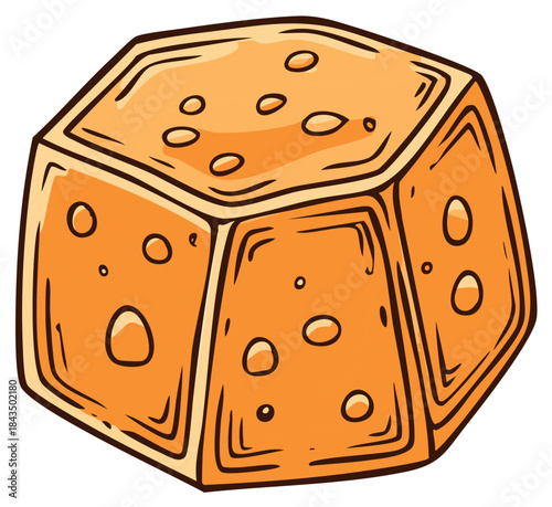 Orange Cheese Block With Holes