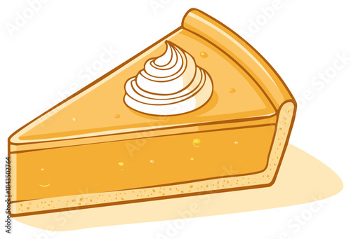 Cartoon Slice of Pumpkin Pie with Whipped Cream Dessert for Celebration