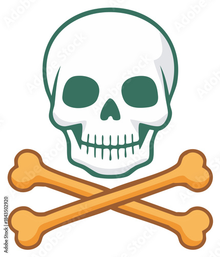 Cartoon skull and crossbones illustration representing danger or pirate themes
