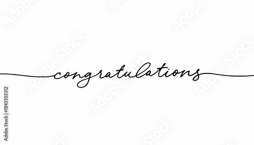 Beautifully designed minimalist 'congratulations' word art in a flowing, continuous line script perfect for celebrating achievements and milestones