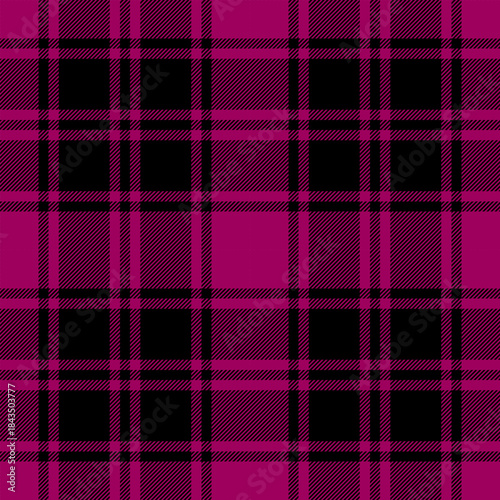 Black and pink Scottish textured patterns for textile, fabric, print, background, clothing, garments, tablecloth and wrapping paper. Vector plaid design illustration