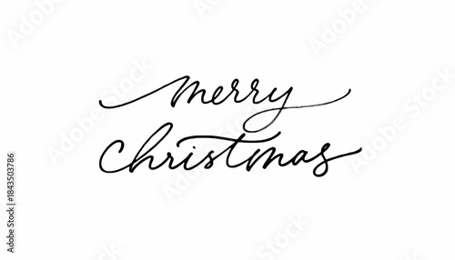 Beautiful Merry Christmas handwritten calligraphy text in elegant script font for holiday season greeting card design