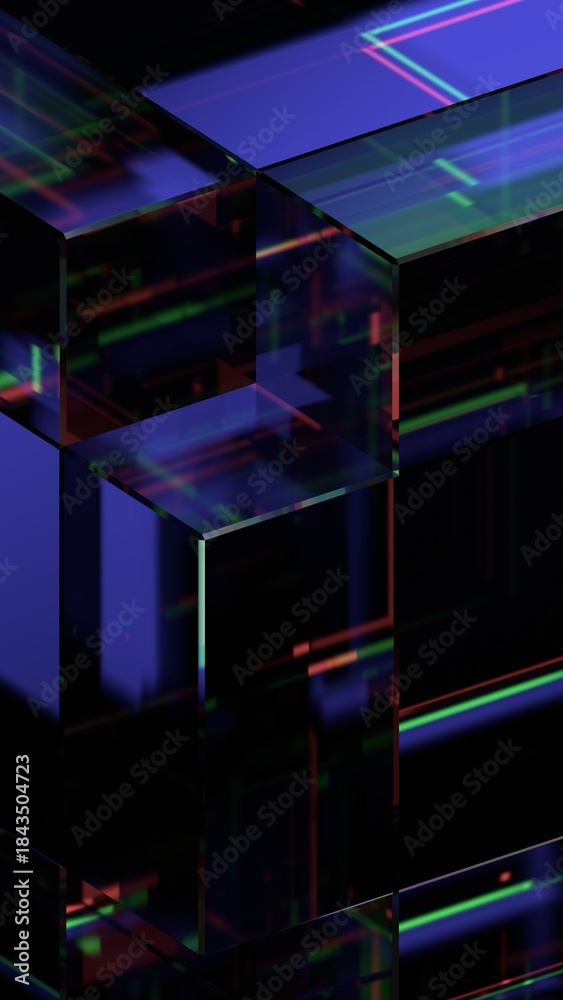 Naklejka premium Abstract futuristic background, colorful sci-fi design, vertical orientation, 3d render