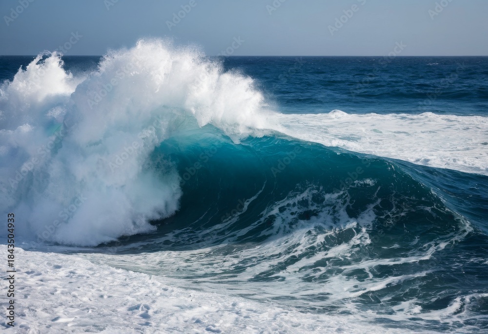 Fototapeta premium Powerful swirling wave on a rough ocean, the sculptural beauty of nature