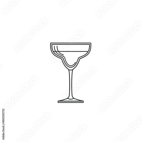 Margarita Glass Outline Drawing on White Background.