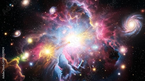 Cosmic Nebula Illuminated By Bright Central Light Source In Vast Starfield