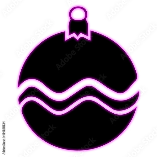 Glowing purple christmas ornament icon